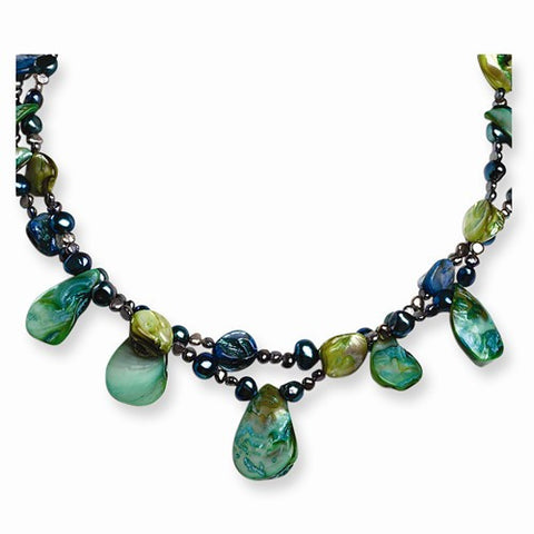 Sterling Silver Freshwater Cultured Pearl & Mother Of Pearl Necklace