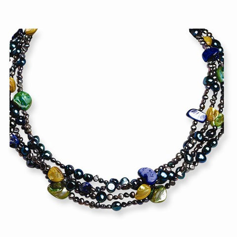 Sterling Silver Freshwater Cultured Pearl & Mother Of Pearl Necklace