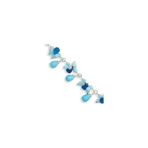 Sterling Silver Blue Crystal Amazonite Blue Agate Bracelet