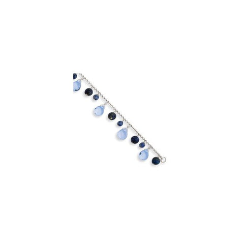 Sterling Silver Blue Crystal & Sodalite Dangle Bracelet