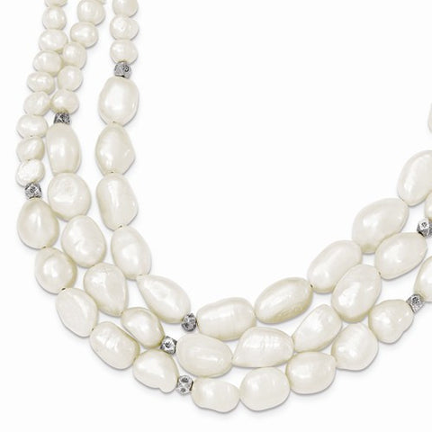 Sterling Silver Strand Freshwater Cultured Pearl Necklace
