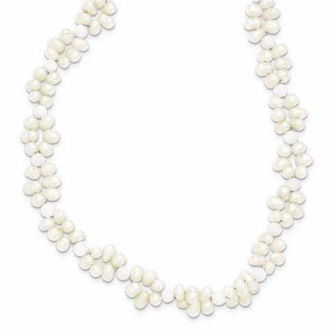 Sterling Silver White , FW Cultured Pearl Necklace