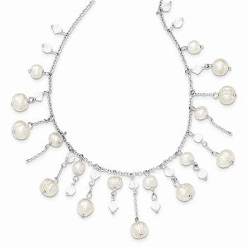 Sterling Silver Rock Quartz, Clear & Aurora Borealis Crystal Necklace