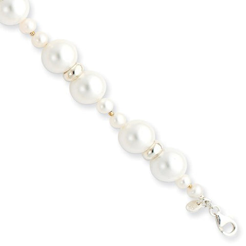 Sterling Silver White Pearl Bracelet