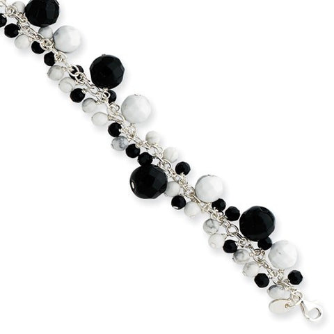 Sterling Silver Howlite & Onyx Bracelet