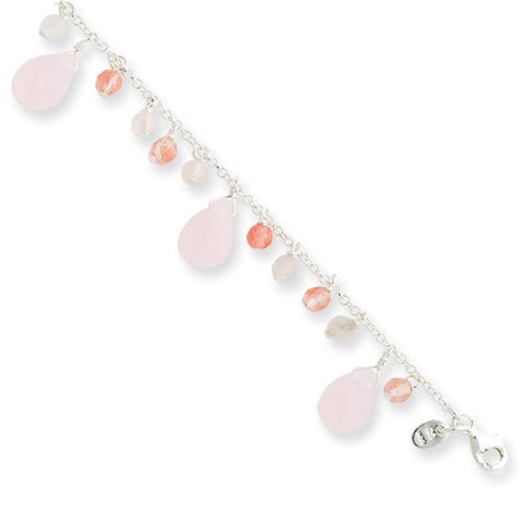 Sterling Silver Cherry Rose Quartz Bracelet