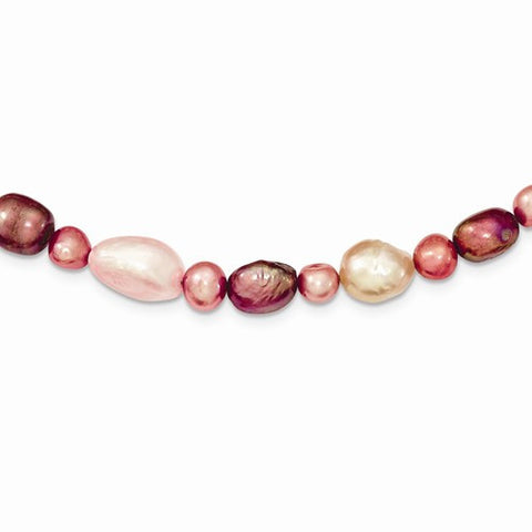 Sterling Silver FW Cultured Multi-Color Pearl Necklace