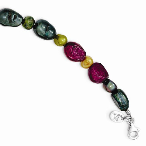 Sterling Silver Multi-Color Cultured Pearl Bracelet