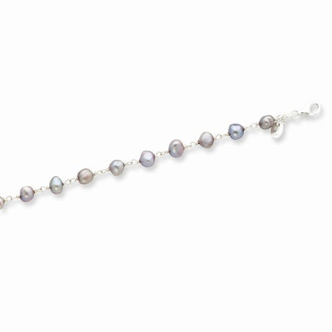 Sterling Silver Grey Freshwater Cultured Pearl Bracelet