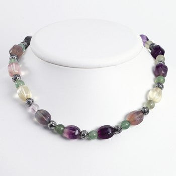 Sterling Silver Fluorite Antiqued Necklace
