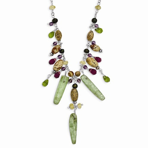 Sterling Silver Citrine, Amethyst, Peridot, Kyanite,  Necklace