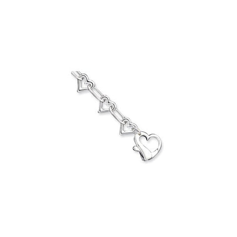 Sterling Silver Polished -D Heart Link Bracelet