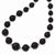 Sterling Silver Graduated Blk Agate, Freshwater Cultured Pearl Necklace