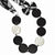 Sterling Silver Black Agate, Zebra Mother Of Pearl & Fabric Necklace