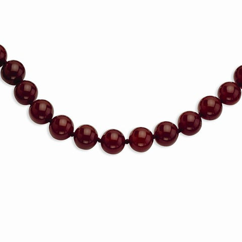 Sterling Silver Smooth Beaded Carnelian Necklace