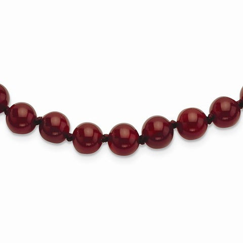 Sterling Silver Smooth Beaded Carnelian Necklace