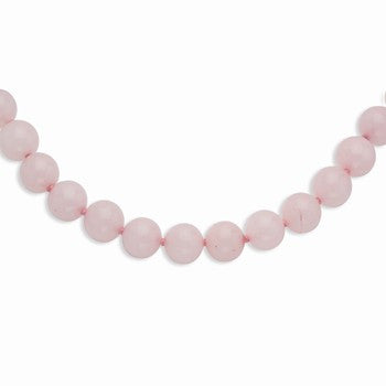 Sterling Silver Smooth Beaded Rose Quartz Necklace