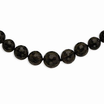 Sterling Silver Graduated Faceted Smokey Quartz Necklace