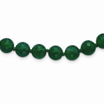 Sterling Silver Faceted Emerald Green Agate Necklace