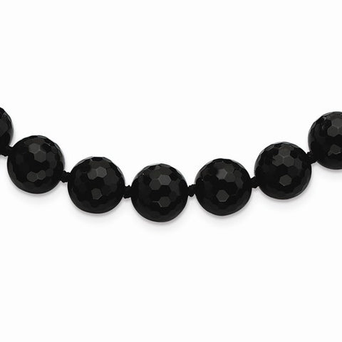 Sterling Silver Faceted Black Agate Necklace