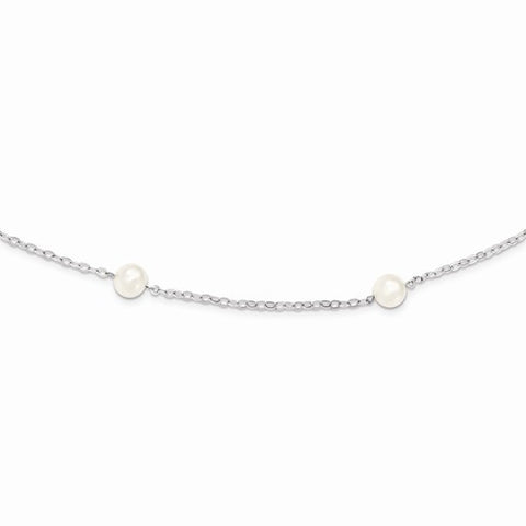 Sterling Silver White Freshwater Cultured Pearl Necklace