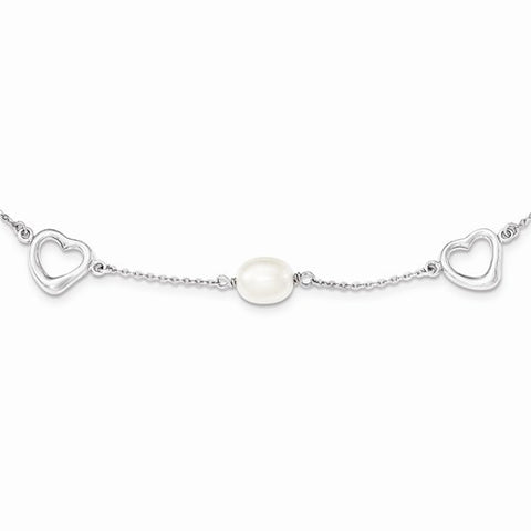 Sterling Silver White Freshwater Cultured Pearl Necklace