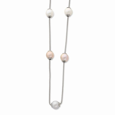Sterling Silver FW Cultured Pearl Multi-Strand Necklace
