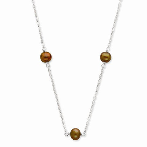 Sterling Silver Brown Freshwater Cultured Pearl Necklace