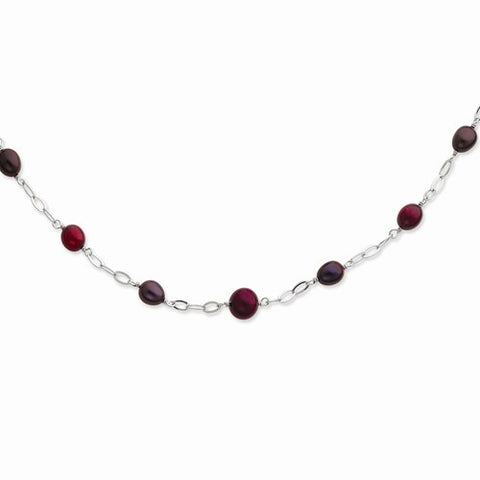 Sterling Silver Burgundy, Brn FW Cultured Pearl Necklace