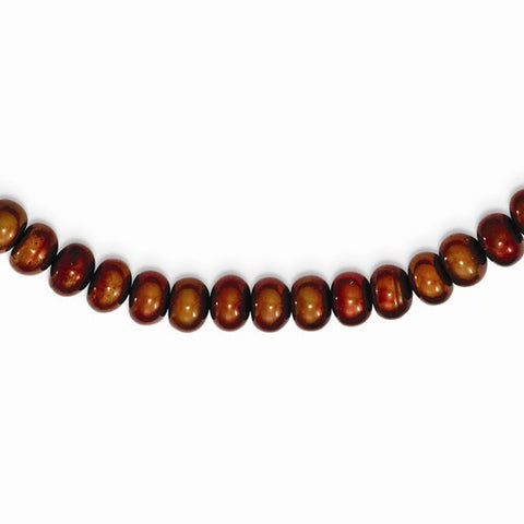 Sterling Silver Freshwater Cultured Pearl Brown Necklace