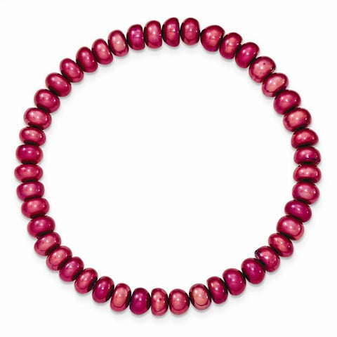 Freshwater Cultured 6-7Mm Pearl Burgundy Stretch Bracelet