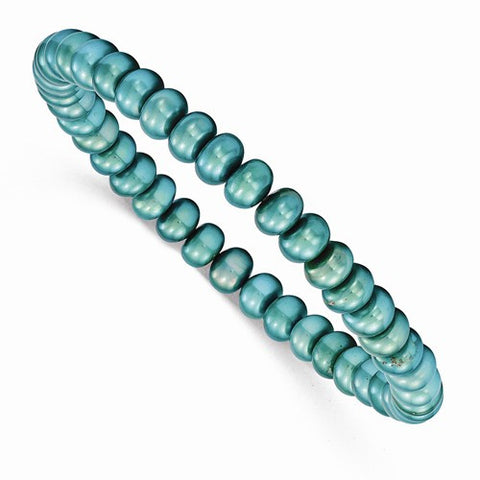 Freshwater Cultured 6-7Mm Pearl Teal Stretch Bracelet