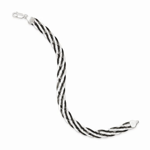 Sterling Silver and Ruthenium-Plated Braided Bracelet