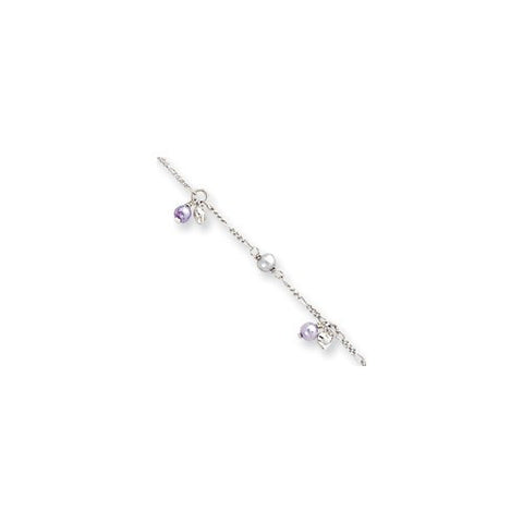 Sterling Silver Purple & Gray Cultured Pearl Bracelet