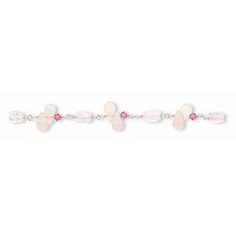 Sterling Silver Rose Quartz & Pink Crystal Bracelet
