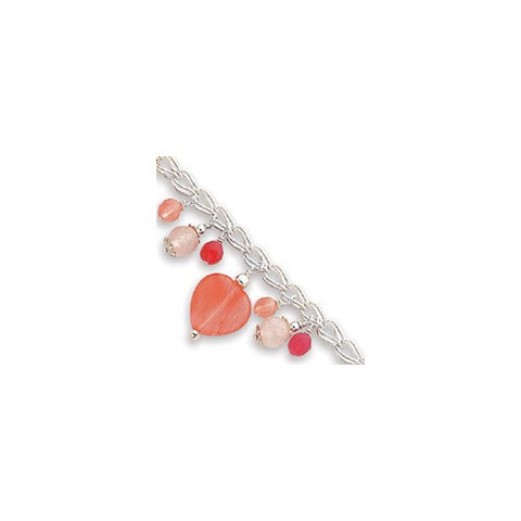 Sterling Silver Rose Cherry & Strawberry Quartz Toggle Bracelet