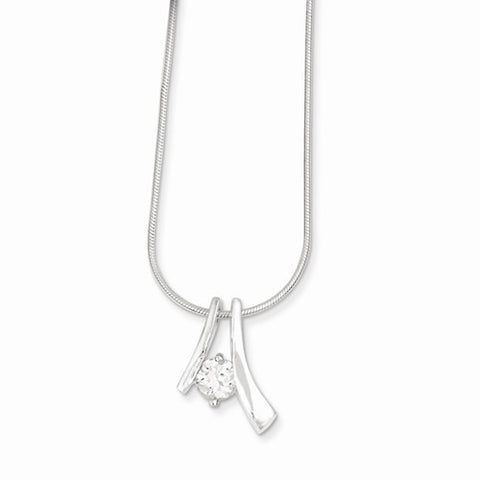 Sterling Silver CZ Pendant & Chain Pendant, 18 inch, Jewelry Chains and Necklace
