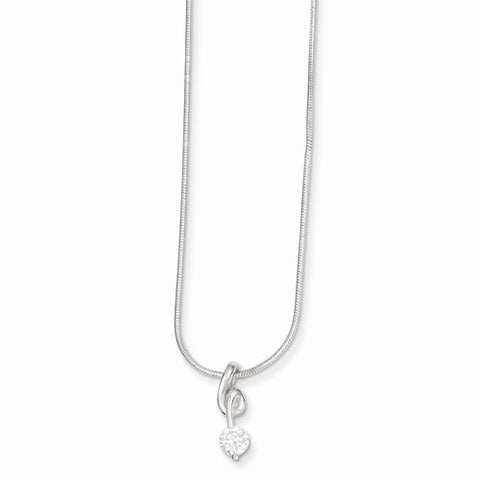 Sterling Silver CZ Pendant & Chain Pendant, 18 inch, Jewelry Chains and Necklace