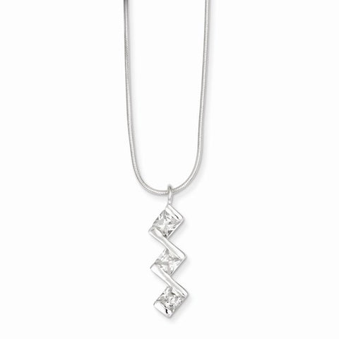 Sterling Silver CZ Pendant & Chain Pendant, 18 inch, Jewelry Chains and Necklace