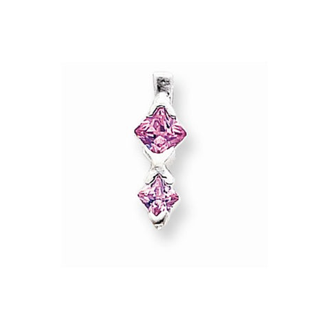 Sterling Silver Pink CZ Pendant on Chain