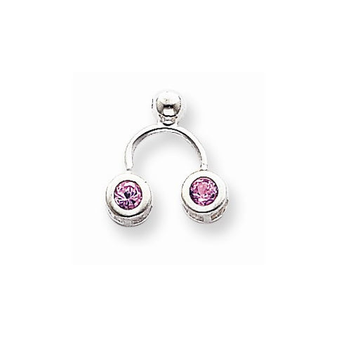 Sterling Silver Pink CZ Pendant on Chain