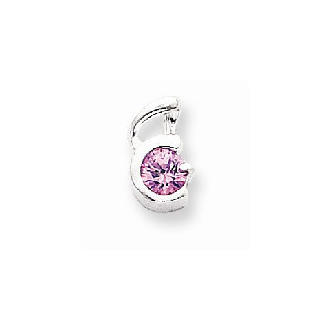 Sterling Silver Pink CZ Pendant on Chain