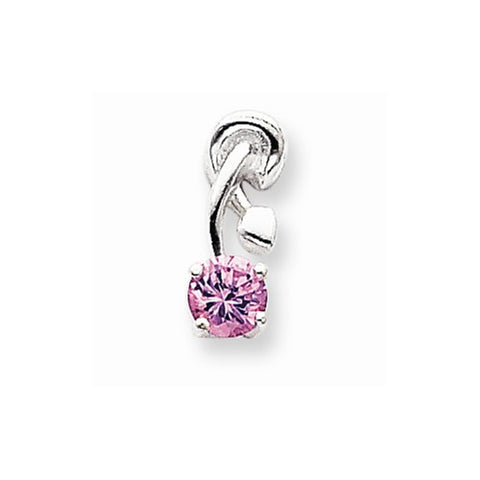 Sterling Silver Pink CZ Pendant on Chain