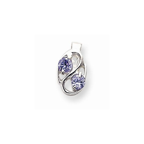 Sterling Silver Purple CZ Pendant on Chain