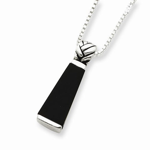 Sterling Silver Onyx Pendant On Necklace
