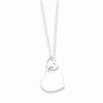 Sterling Silver Heart Holding Heart Necklace