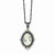 Sterling Silver Blue Crystal Cameo Pendant on Chain