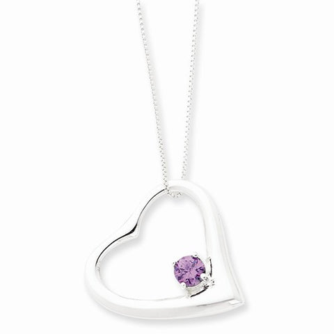 Sterling Silver CZ Heart Pendant Box Chain Pendant, 18 inch, Jewelry Chains and Necklace