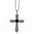 Sterling Silver Popcorn Chain with Marcasite Onyx Cross Pendant Chain