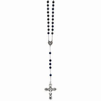 Sterling Silver Antiqued Sodalite Rosary Necklace